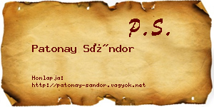 Patonay Sándor névjegykártya