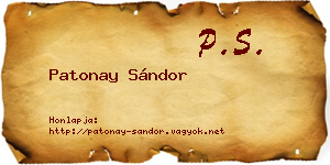 Patonay Sándor névjegykártya
