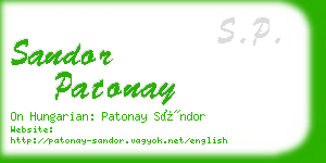 sandor patonay business card